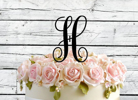 زفاف - 3" 4" 5" 6" or 7" Monogram Wedding Cake Topper in ANY LETTER - A B C D E F G H I J K L M N O P Q R S T U V W X Y Z