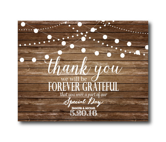 Mariage - Rustic Wedding Thank You Card - Country Chic - Hanging Lights - Fall Wedding - Rustic Wedding - Wedding Thanks-Discount Wedding Invitations