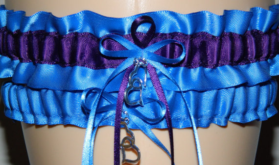 Свадьба - Royal Blue and Purple Garter -Custom Colored Garters for Wedding Garter, Bridal Gifts and Prom Garter