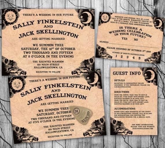 Wedding - Halloween Wedding Invitation Suite, Ouija Board Invite, DIY Halloween Wedding Invitation Set Printable, Reply Information Card Gothic Party