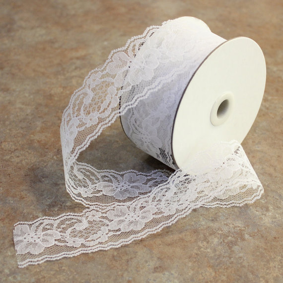 Mariage - White Lace Ribbon 2 in. x 25 yd, White Lace Ribbon for Chair Sashes, Table Runners and Mason Jars