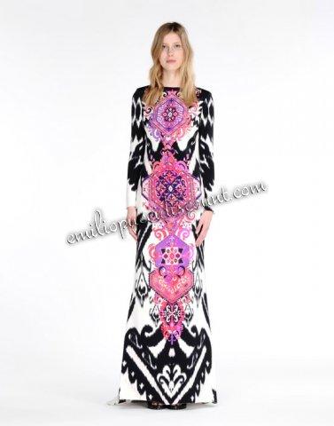 Hochzeit - EMILIO PUCCI Gown Pink Black Royal Print Long Dress Online