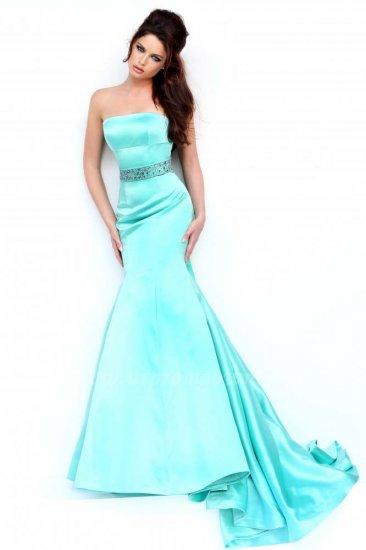 Hochzeit - Light Green Sherri Hill 32194 Strapless Satin Mermaid Prom Gown
