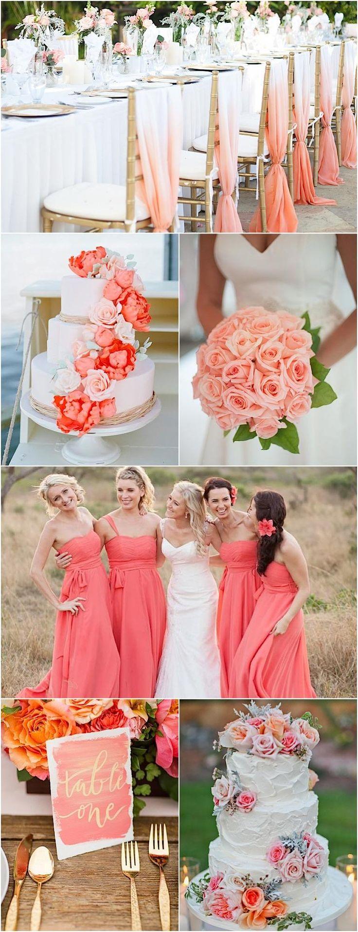 Hochzeit - Color Inspiration: Perfect Coral And Gold Wedding Ideas