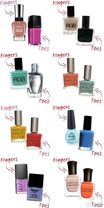 Hochzeit - Cute Nail Polish Combos For Your Fingers And Toes
