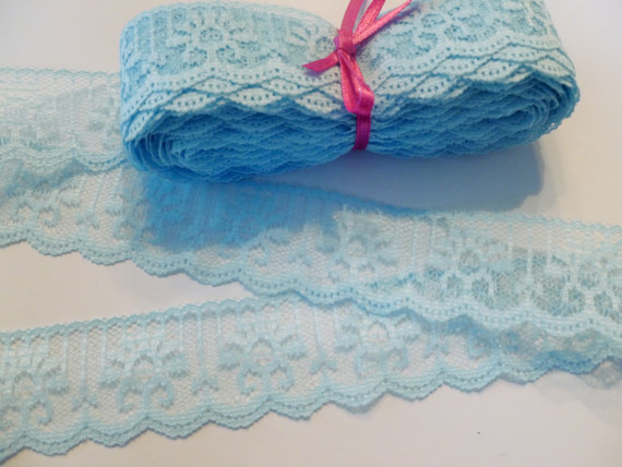 Свадьба - Huge Discount!! 50 Yards 1 1/4 Inch Light BlueFlat Lace Trim Baby Shower Decorations Lingerie Wedding Bridal Lace NOW 5.00