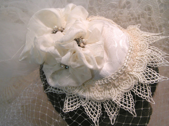 Свадьба - Wedding Veil Bra Hat--Made From Bra For Breast Cancer Awareness.Have a Hat Custom Made For Your Breast Cancer Survivor