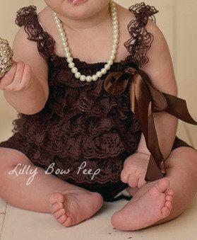 زفاف - Baby Girl Clothes -Brown Lace Petti Romper-Preemie-Newborn Girl-Child-Baptism-Wedding Dress-Flower Girl Dress-Baby Romper-Lace Romper-Bridal
