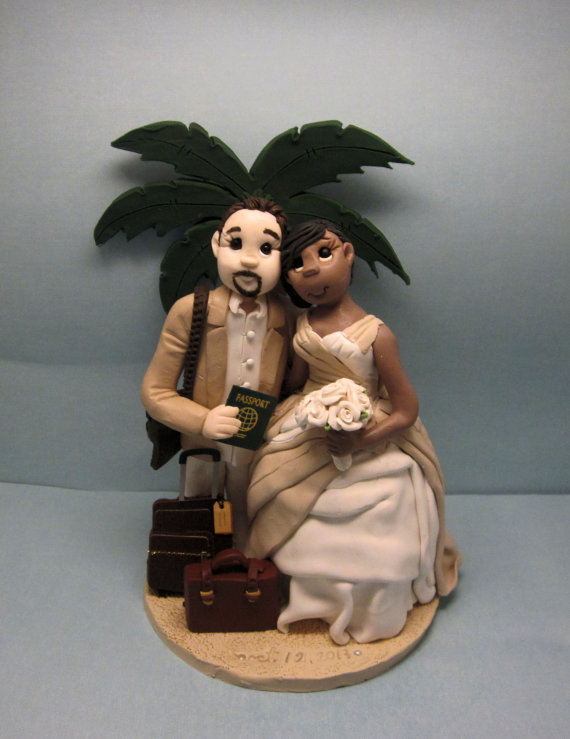 Hochzeit - Travel Themed Wedding Cake Topper