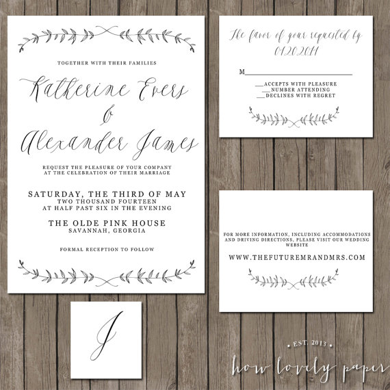 Mariage - Printable Wedding Invitation Suite - the Katherine Collection