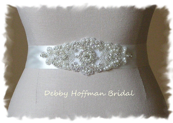 Wedding - Bridal Belt, Pearl Bridal Sash, Pearl Wedding Dress Belt, Jeweled Wedding Sash, Pearl Bridal Belt, No. 3080S1.5, Weddings Belts and Sashes