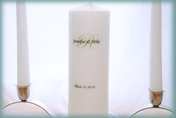 Wedding - Personalized Unity Candle with Monogram, wedding candles, weddings, wedding decorations