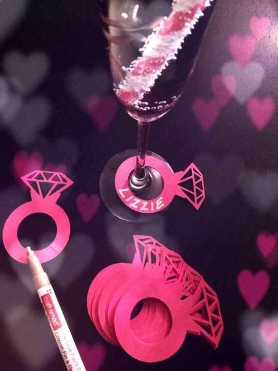 Свадьба - 20 BRIGHT PINK He Put A Ring On It Diamond Engagement Ring Wine Champagne Drink Markers For Bachelorette Bridal Shower Or Engagement Party