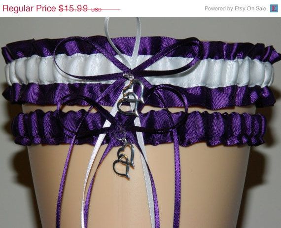 زفاف - Plum/Purple And White Garter Set,Bridal Garter Set, Keepsake Garter, Plus Size Garter Available