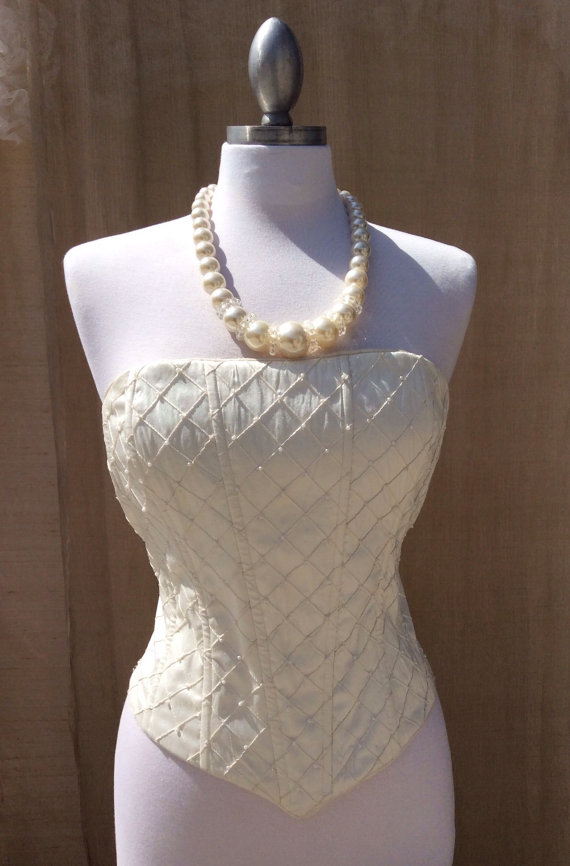 Свадьба - Wedding Victorian Corset//Ivory a Silk Corset//Haute Couture Corset by Elena