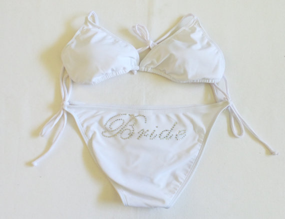Hochzeit - Bride bikini set. Honeymoon. Bridal bikini. Bride Swimwear. Bride gift. Bridesmaid bikini. Bride Bikini.