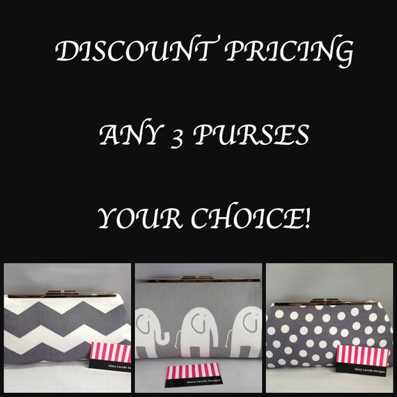 زفاف - Discount Pricing for 3 Clutch Purses  (Your Choice); Savings, Multiple Clutch Purse, Bridal, Wedding, Bridesmaid, Special Occasion