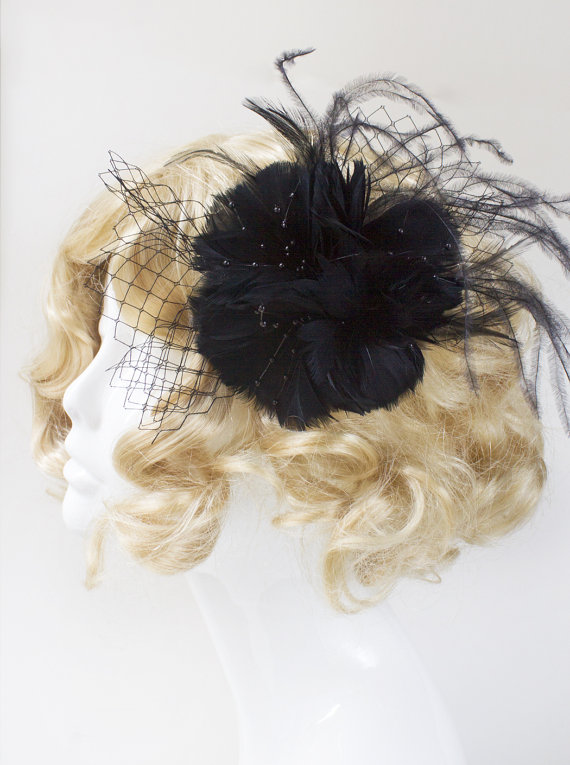 زفاف - Black Fascinator, Fascinator Hat, Derby Fascinator, Wedding Fascinator, Handmade Fascinator, Black Fascinator Hat, Racing Fashion, H198-BK