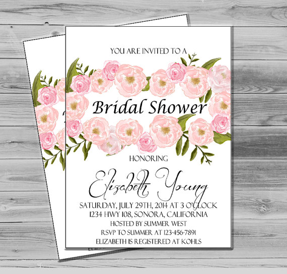 Свадьба - Bridal Shower Invites Printable Wedding Shower Invitation, DIY Floral invitation, printable bridal invite floral flowers