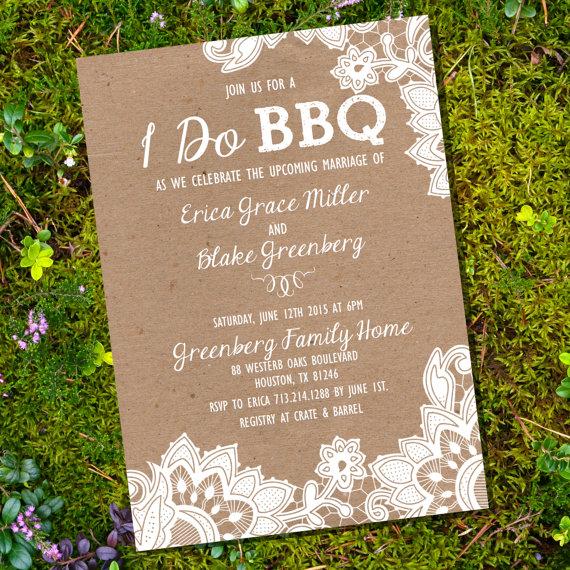 Hochzeit - Shabby Chic I Do BBQ lnvitation - Kraft Invitation - Engagement Party Invitation - Instantly Downloadable and Editable File - Print at Home!