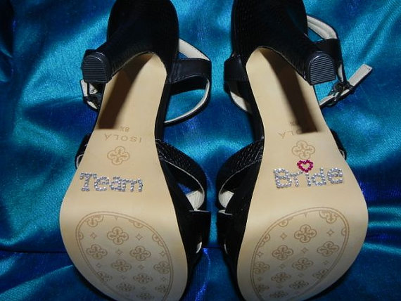 زفاف - Team Bride Rhinestone Shoe Stickers - Crystal Shoe Set - Bride and Bridesmaid Shoe Decals
