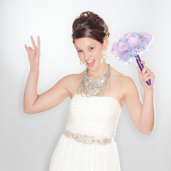 Hochzeit - SALE In Stock Purple Feather Bouquet 