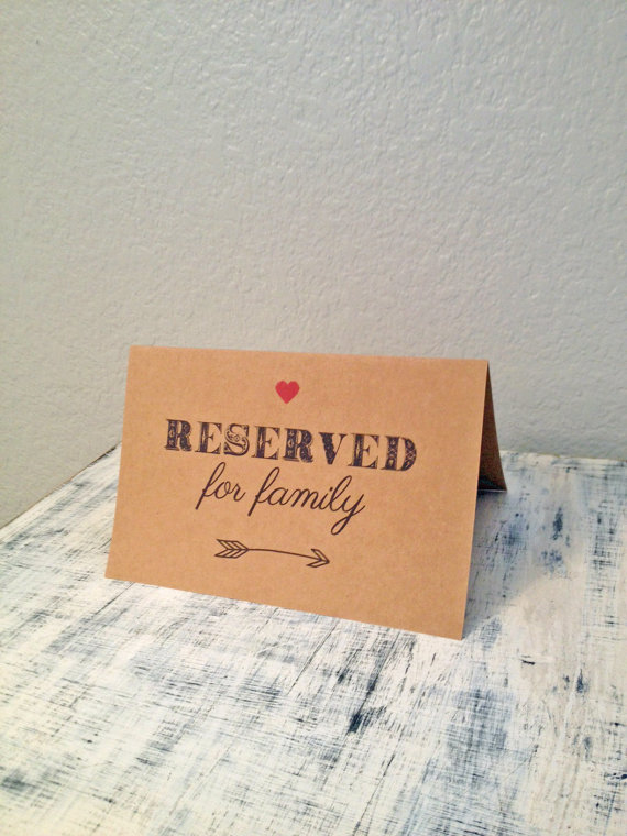 Wedding - DIY PRINTABLE - Reserved For Family wedding sign with heart