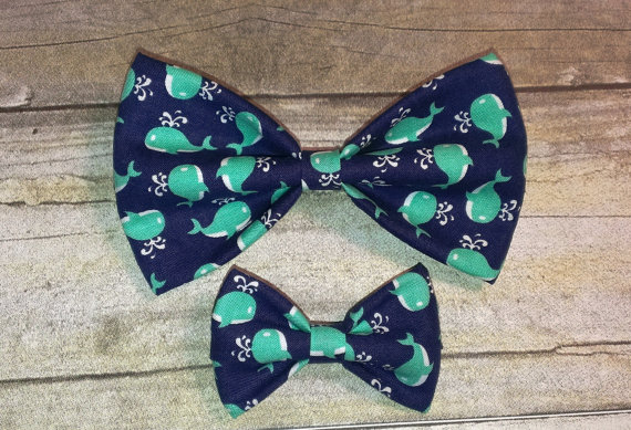 Mariage - Blue Whales Bow Tie, Clip, Headband or Pet