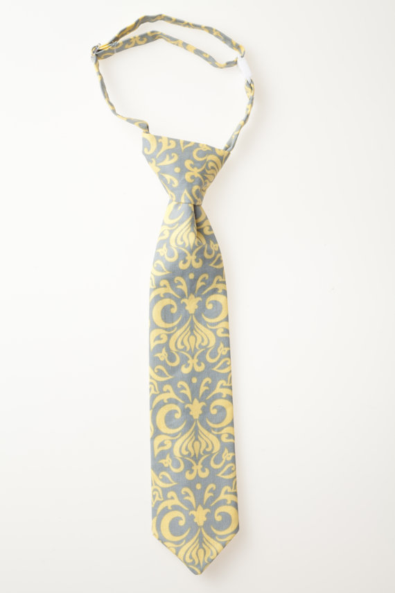 Mariage - Boy Tie - Gray and Yellow