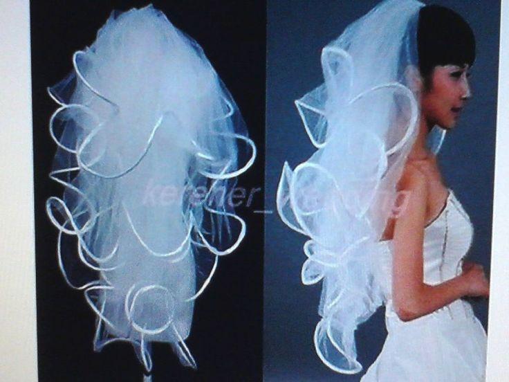 زفاف - Beautiful 4 Tier White Wedding Wave Veil Bridal With Comb Handmade Fingertip