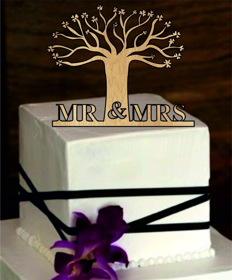 Wedding - Rustic Wedding Cake Topper - Personalized wedding cake topper - Tree of life wedding cake topper - Monogram Cake Topper -Mr and mrs
