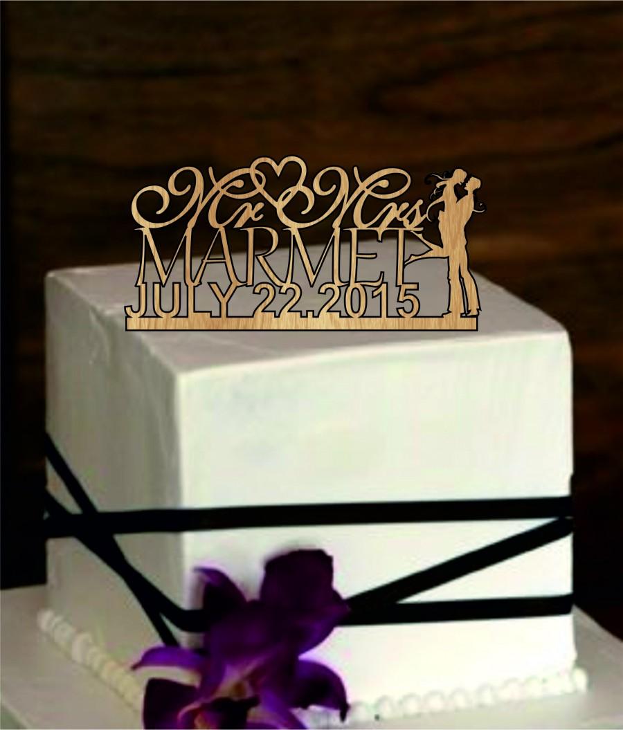 Hochzeit - Rustic Wedding Cake Topper - Personalized wedding cake topper - custom wedding Cake Topper - Silhouette cake topper - monogram cake topper