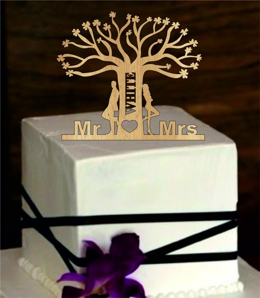 Свадьба - Rustic Wedding Cake Topper - Personalized wedding cake topper - Silhouette wedding cake topper - Tree of life - Monogram Cake Topper - bride