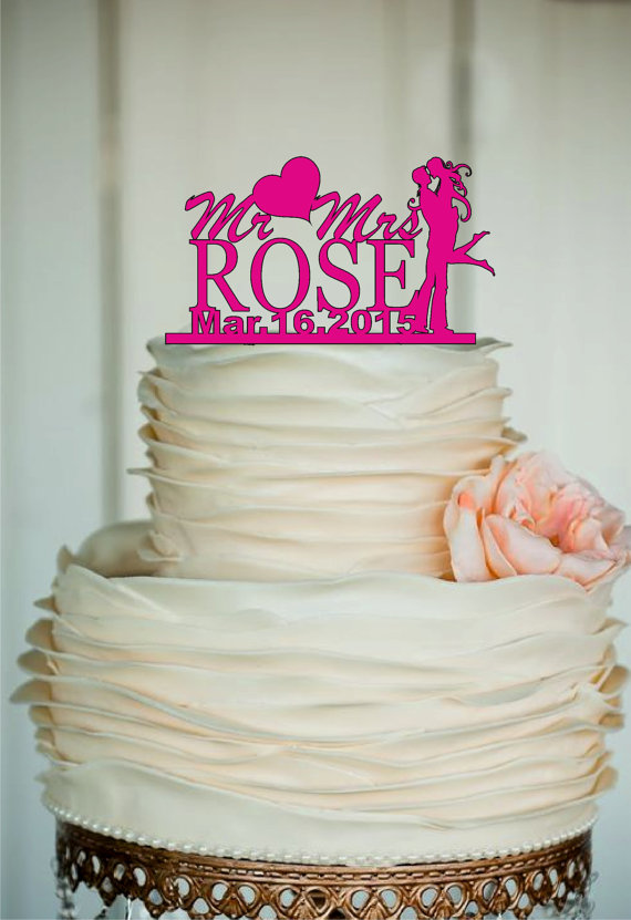 Hochzeit - Personalized Cake Topper - Custom Wedding Cake Topper - Monogram Cake Topper - Mr and Mrs, Cake Decor - Bride and Groom - rustic cake topper