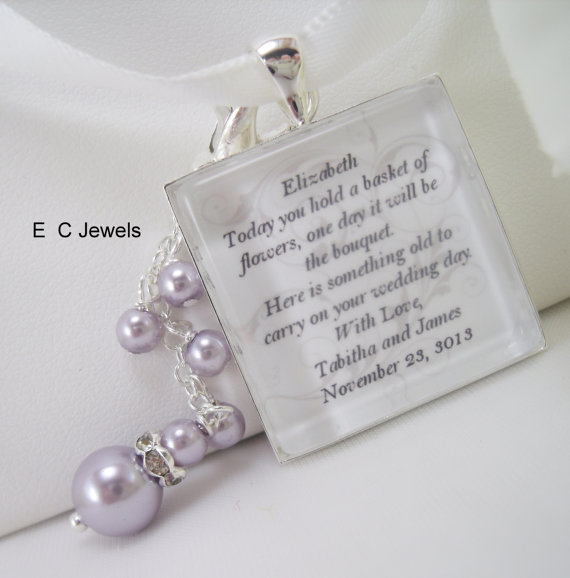 Hochzeit - Flowergirl Keepsake Bouquet Charm with a Pearl Drop - Pick your color