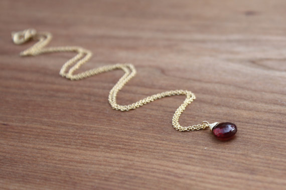 Hochzeit - Garnet and Gold Filled Necklace by Yania Creations Jewelry