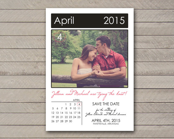 Wedding - Polaroid Calendar Save the Date- Modern and Simple wedding (PRINTABLE FILE ONLY)