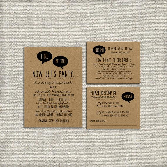 Wedding - DIY Wedding Invitation Suite DEPOSIT - Printable, Custom, Quirky, Kraft Paper, Funny, Hipster, Invite Kit, Digital (Wedding Design #43)