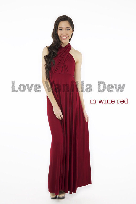 Mariage - Bridesmaid Dress Infinity Dress Wine Red Floor Length Maxi Wrap Convertible Dress Wedding Dress