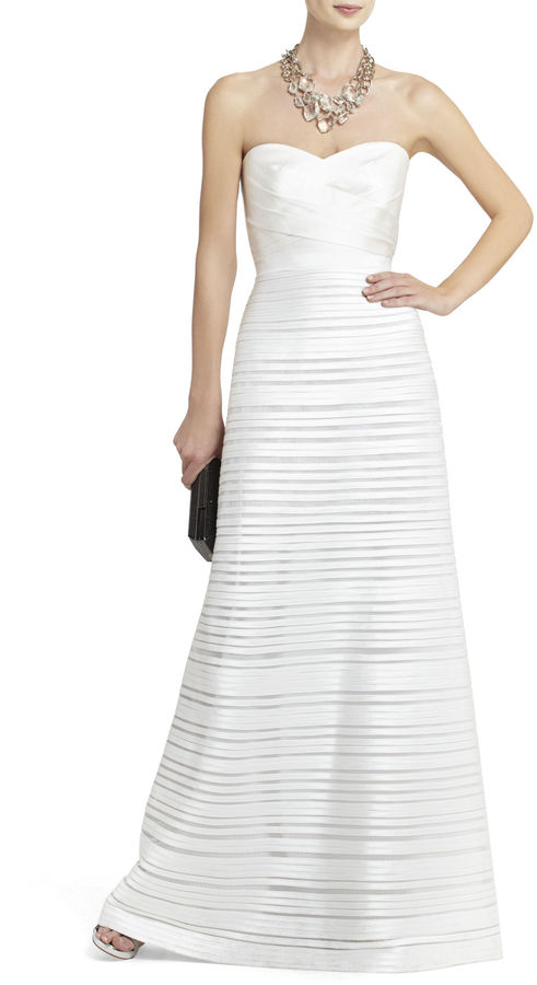 Mariage - Aubrey Strapless Long Piped Dress