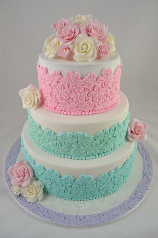 Hochzeit - Cake - Stencil & Lace