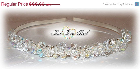 Wedding - ON SALE 15% OFF Swarovski Crystal Encrusted Bridal Tiara