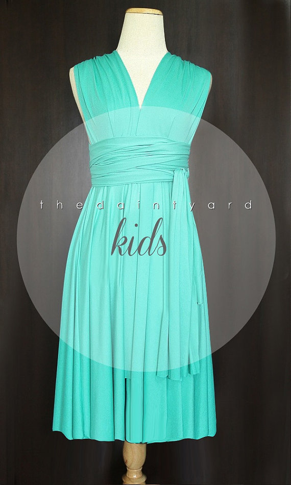 Hochzeit - KIDS Turquoise Bridesmaid Convertible Dress Infinity Dress Multiway Dress Wrap Dress Wedding Dress Flower Girl Dress