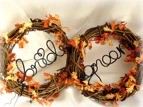 Свадьба - Fall Wedding Vine Chair Backs, Bride & Groom