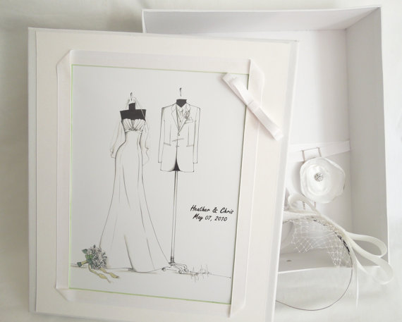 زفاف - Custom Gown Sketch Wedding Memory Box