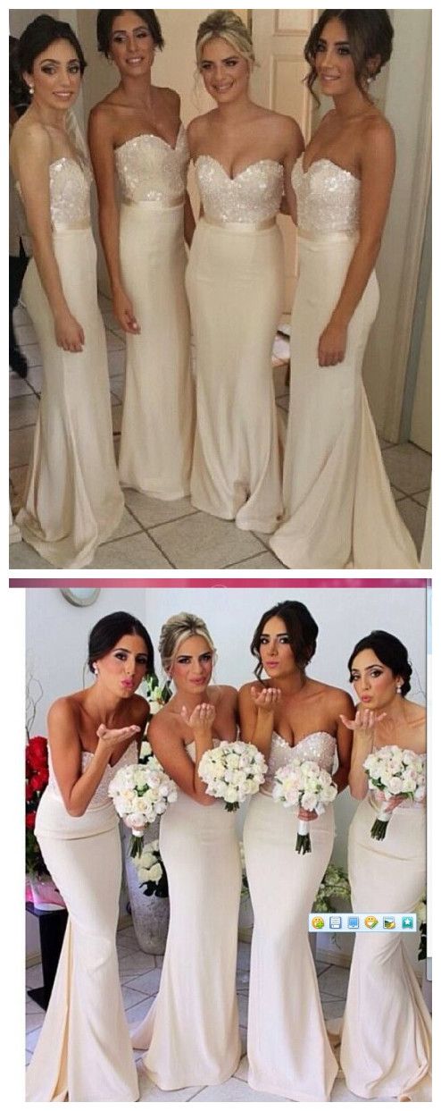 Mariage - New Sexy Mermaid Sweetheart Beads Ivory Long Bridesmaid Dresses,Bridesmaid Dresses, Wedding Party Dresses,Prom Dresses,Bridesmaid Gowns BON30 From Dresscomeon