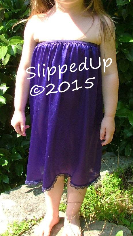 زفاف - TUTU Slip - PURPLE - Size 5-6 LONGER Length Tutu Dress Slip - Tricot Strapless Girl Half Slip Little Girls Slip  Lingerie