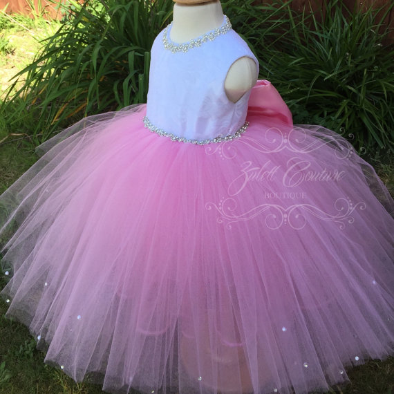 Mariage - Flower Girl Dress - Lace Dress - Big Bow Dress -Wedding Dres- Girls Lace Dress - Ellie Dress by zulettcouture