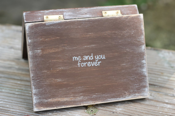 Mariage - Wedding Ring Pillow Box Ring Bearer Box, Me and You Forever Burlap, Rustic Wedding