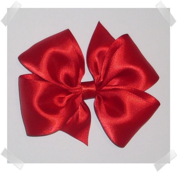 زفاف - Medium Pinwheel Style Satin Hair Bow in Red